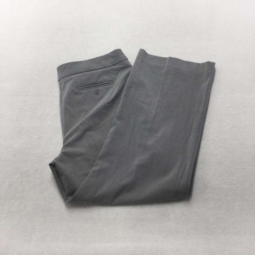 Alfani Dress Pants Womens 14P Gray Wide Leg Stretch Twill Workwear Office Petite